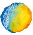 quill with birds in watercolor circle vector image vector image