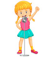 Girl singing on the microphone Royalty Free Vector Image