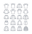 baby clothes shirts sweaters vests thin line icons vector image