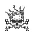skull without jaw in royal crown vector image