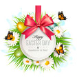 spring easter background easter eggs in grass vector image vector image