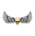 tattoo glossy dead skull with wings vector image