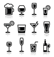 drink alcohol beverage icons set vector image vector image