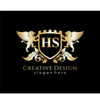 hs letter initial with lion royal logo template vector image vector image
