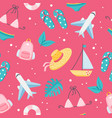 summer holidays pattern cute plane sail boat vector image