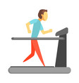 man running on thread mill colorful cartoon vector image