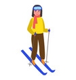 skiing girl on snowy hill smiling child blue vector image vector image