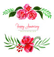 watercolor floral happy anniversary background vector image