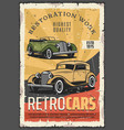 cars retro show old rare vehicles exhibition vector image