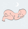 baby line art sleeping drawn in outline vector image vector image