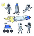 set of of space objects vector image