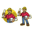 cartoon architech worker mascot vector image