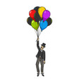gentleman fly on air balloons color sketch vector image