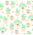 seamless pattern houseplant vector image
