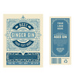 vintage label with gin liquor design vector image