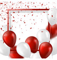 3d balloons with confetti and frame vector image