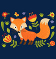cute fox and plants vector image
