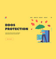 ddos protection landing page template man vector image vector image