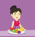 woman with fresh fruits vector image