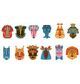 traditional ritual masks flat icon kit vector image
