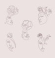 set of women faces bodies one art vector image vector image