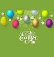 happy easter background with realistic colorful 3d vector image
