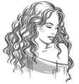 sketch of a beautiful girl with curly hair vector image