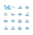 water transport - thin line design icons set vector image