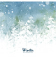 winter christmas card pine forest silhouette vector image