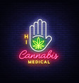 marijuana medical neon sign and logo graphic vector image