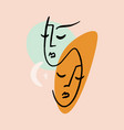 modern abstract line art faces minimalist twins vector image vector image