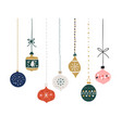 set hand drawn christmas baubles decoration vector image vector image