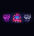 happy birthday neon signboard vector image vector image