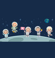 kids astronaut on moon space background vector image vector image