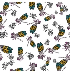 Hand drawn pattern with insects Royalty Free Vector Image