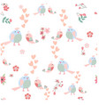 cute cartoon bird couple seamless pattern vector image