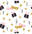 seamless pattern with gifts stars and masks vector image