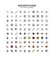 bad boys pirates cowboys outline colored icons vector image vector image