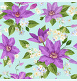 clematis flowers floral tropical seamless pattern vector image vector image
