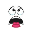 thick and tired emoticon showing tongue isolated vector image