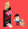 a man use credit card for buy from online store vector image vector image