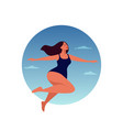 flying soaring happy woman in a jump vector image vector image