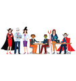 halloween office party with people in different vector image
