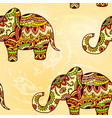 seamless bright ethnic pattern with elephant vector image