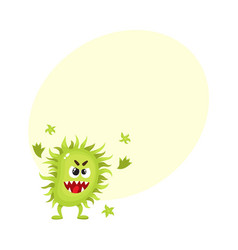 Cartoon purple bacteria monster with scary angry Vector Image