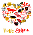 heart silhouette from fall season nature objects vector image
