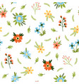 seamless pattern with different cute flowers vector image vector image