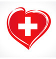 love swiss flag emblem vector image vector image