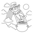 st patricks day leprechaun coloring page for kids vector image