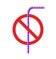 stop plastic straw tube ban symbol ocean vector image vector image